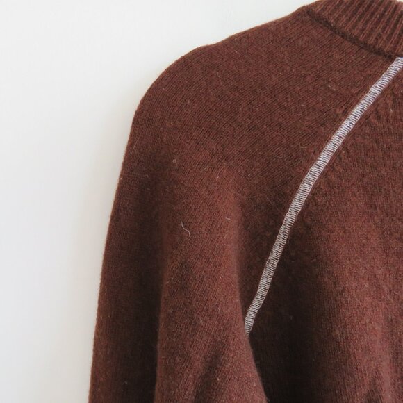 GANNI Wool Blend V Neck Sweater in Chocolate Brown Academia Preppy Quiet Luxury - Picture 9 of 12